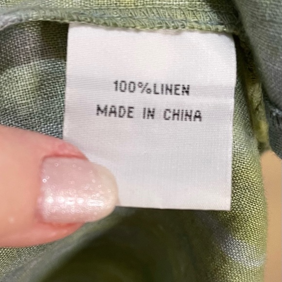 Pure Amici Linen Tunic Top Green Hi-Lo Oversized Size XL - Picture 5 of 5